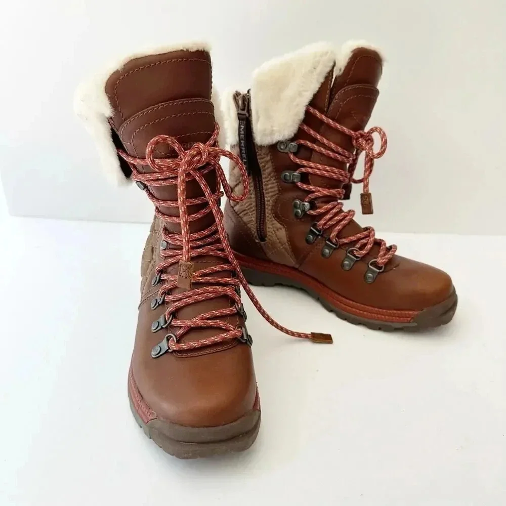 MERRELL Womens 5 Astoria Apres Brown Ski Winter Boots Polartec‎